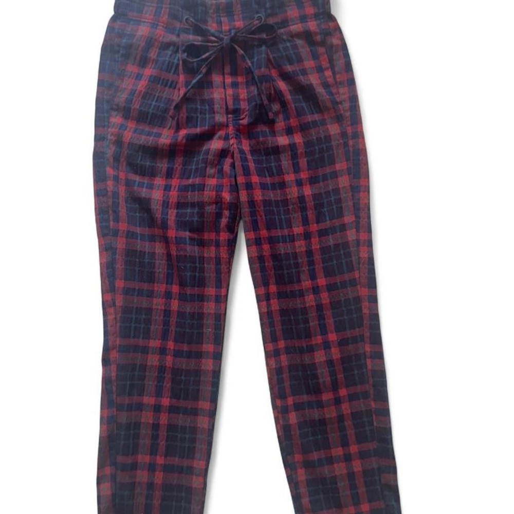 Free People Red and Blue Plaid Trousers